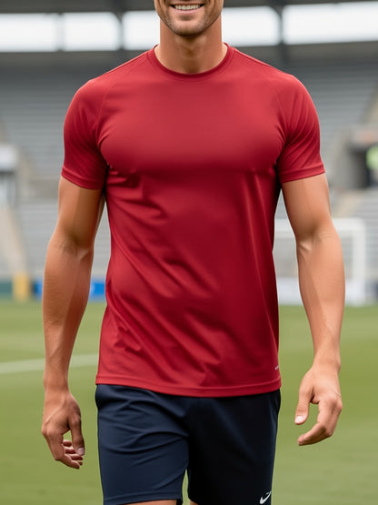 5pcs Men'S Fashion Sports T-Shirt, Summer Casual Stretch Crew Neck T-Shirt
