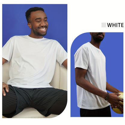 5pcs Men's Sports Compression Quick-Drying Short-Sleeve T-Shirts, Moisture-Absorbing And Sweat-Wicking, Breathable, Comfortable, Versatile, Ideal for Exercise, Running, Fitness, And Daily Casual Wear
