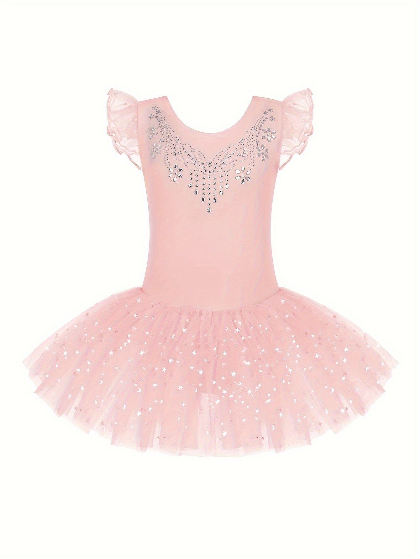 [Perfect Gift] Sweet Girls Ruffle Sleeve Ballet Skirted Leotard Shiny Dance Tutu Dresses for Ballet Gymnastics Performance, Perfect for Outdoor, All Seasons, Gift for Back-to-School Season, Beach Essentials, Perfect for Outdoor