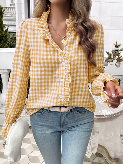 Women's Fall-Winter 2024 Professional Business Temperament Top French Contrast Button- Shirt