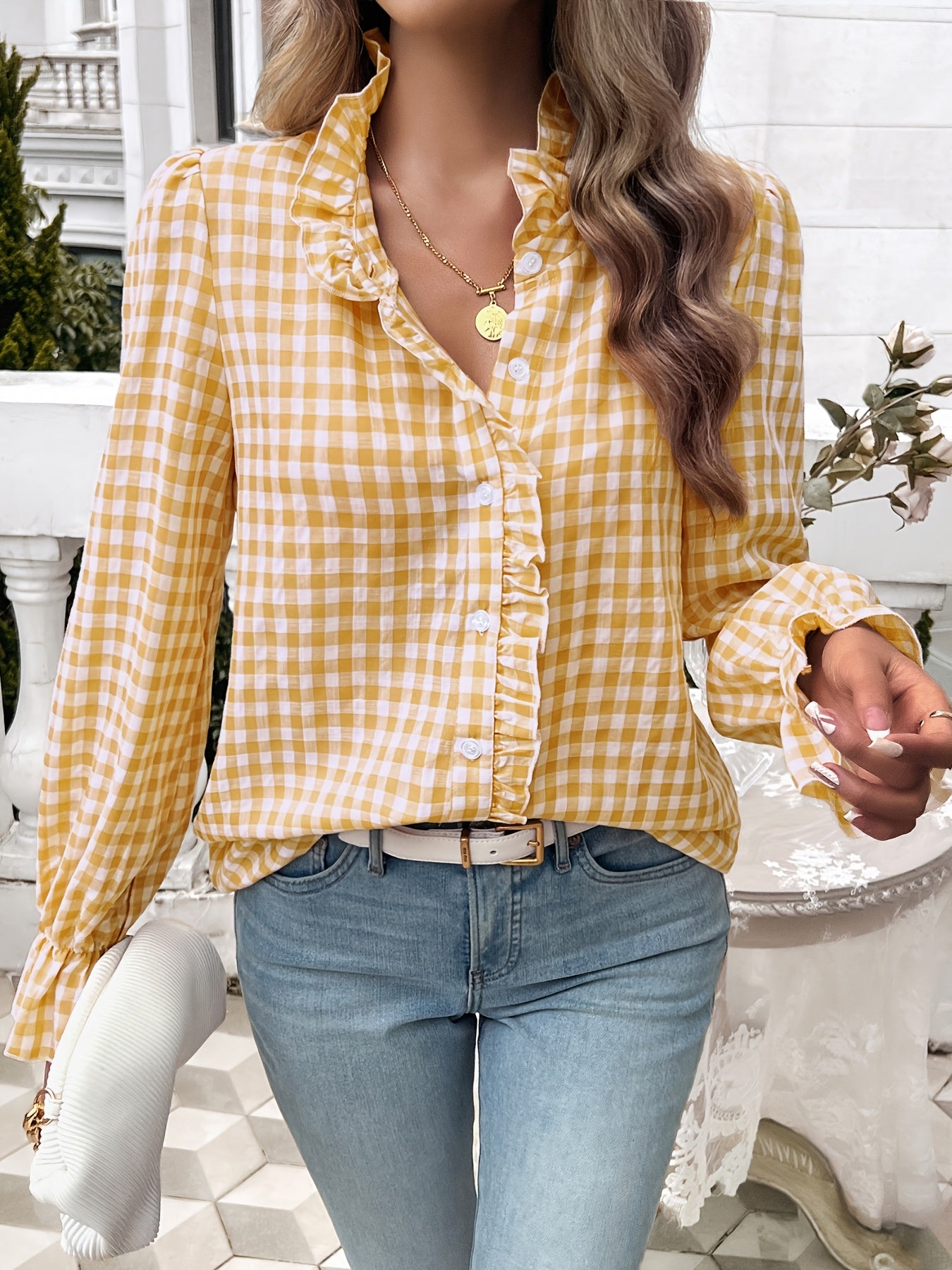 Women's Fall-Winter 2024 Professional Business Temperament Top French Contrast Button- Shirt