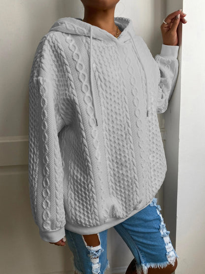 2025 Fall/Winter Hot! American Solid Color Cable Hoodie for Women, Loose Retro Top, Lazy Style, Versatile for Streetwear And Daily Wear
