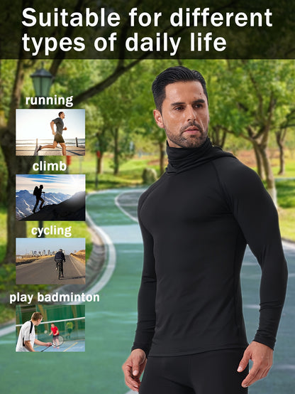 3pcs Men's UPF Hooded Sweatshirts with Mask - Quick-Dry Breathable Outdoor Hoodies Suitable for Working,, Fishing, Sun Gear