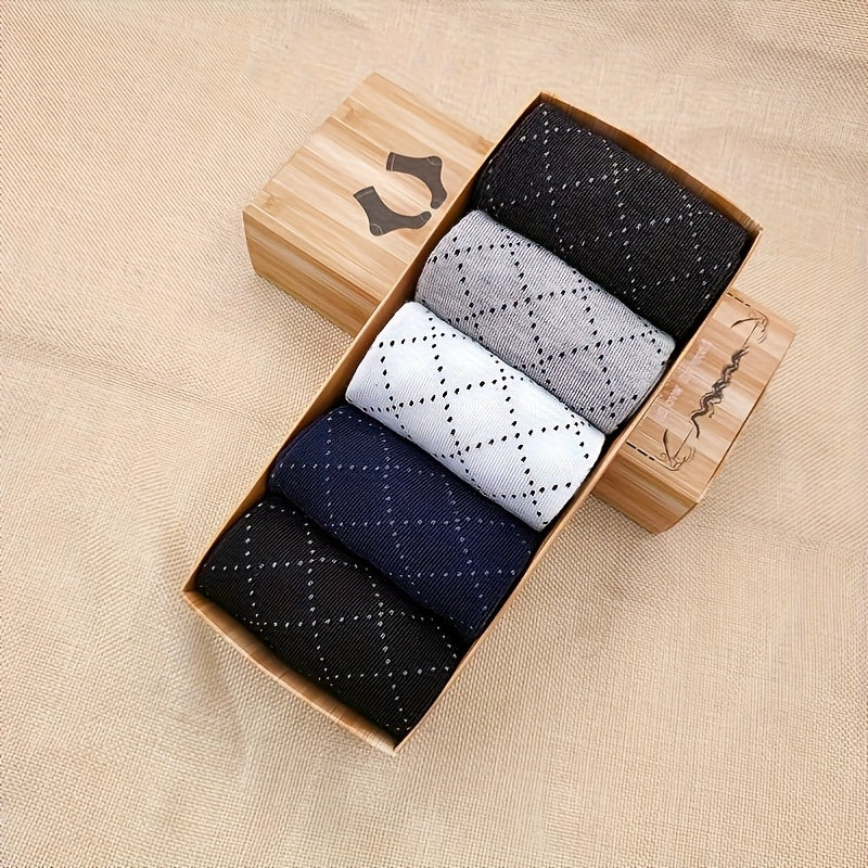 5 Pairs Simple Men'S Business Socks Breathable Anti-Odor Comfortable Men'S Compression Socks