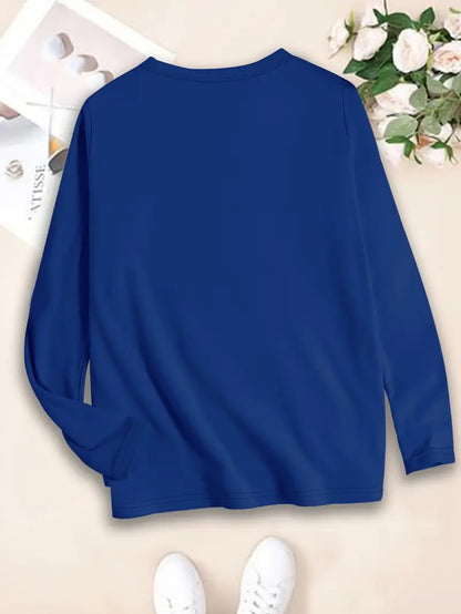 Plus Size, Oversized T-shirt with snowman pattern wearing pink hat and scarf, casual round neck oversized bottoming shirt, oversized long-sleeved T-shirt for spring and summer, Women's swear, new Women's clothing, machine washable