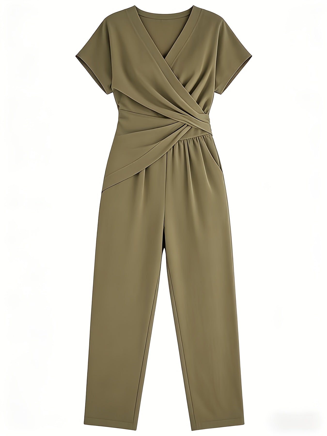 Women's 2pcs Stylish Short-Sleeve Set Summer Front Cross Tie Wide-Leg Pants Set Casual Irregular Top with Pockets Outfit Looser Fit: Order 1-2 Sizes Up.