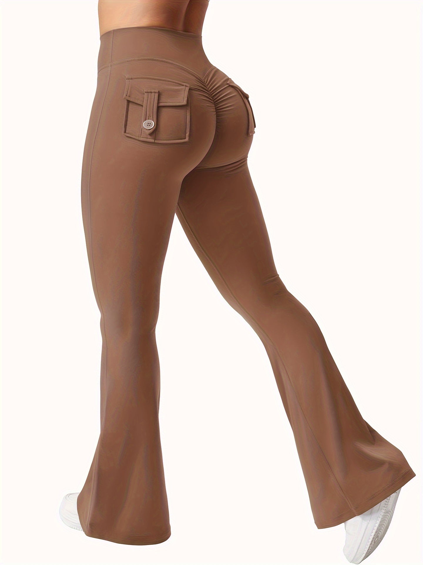 New Women'S Casual Loudspeaker Yoga Pants Training Loudspeaker Pants High Waist Work Clothes Belt Pocket Sportswear