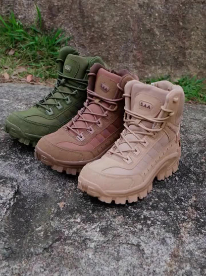 Men'S High-Top Tactical Boots | Heavy-Duty All-Terrain Outdoor Footwear with Slip-Resistant Rubber Soles | Ergonomic Design for All-Weather Hiking, Hunting, Climbing, and Mountaineering | Durable and Comfortable for Extended Wear