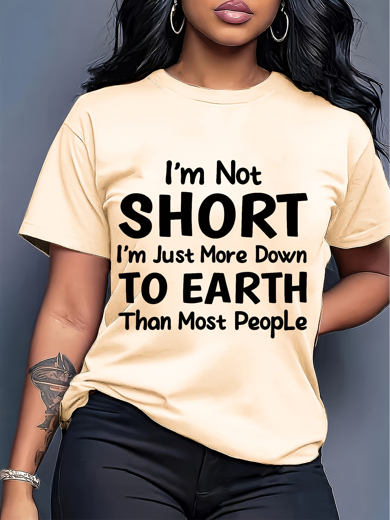 1pc Ladies Printed Pattern T-shirt, Funny Printed Short Sleeve, Lightweight and Plaid for Casual Wear, Casual Casual Wear| Playful Design