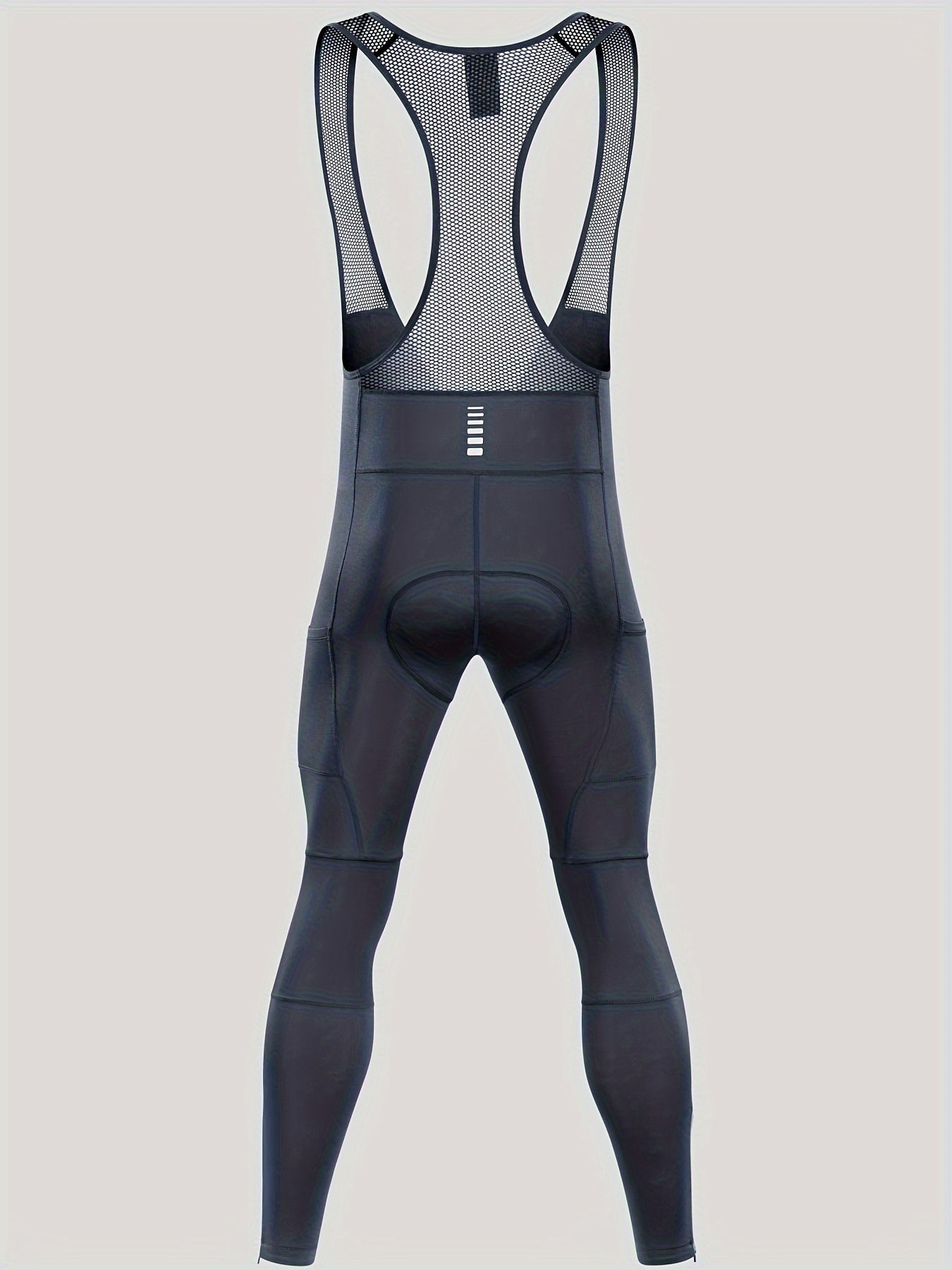 QUALICOS Men'S Insulated Cycling Bib Tights - Cold Weather Pants Featuring Fleece Lining, Shock-Absorbing Padding, Stretchy Mesh Material, Side Pockets & Ankle Zippers - Form-Fitting Bike Leggings for Winter Cycling, Running, And Commuting - Black