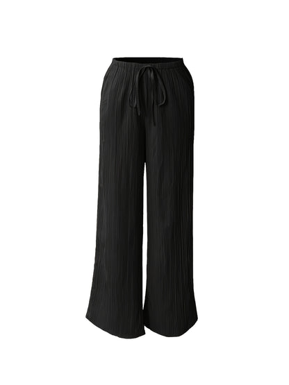 Women's 3pcs Elegant Casual Wide-leg Trousers, Straight Leg Design, Suitable for All Seasons, Adult Fit, All-season Trousers, Loose Fit, Comfortable and Flattering.
