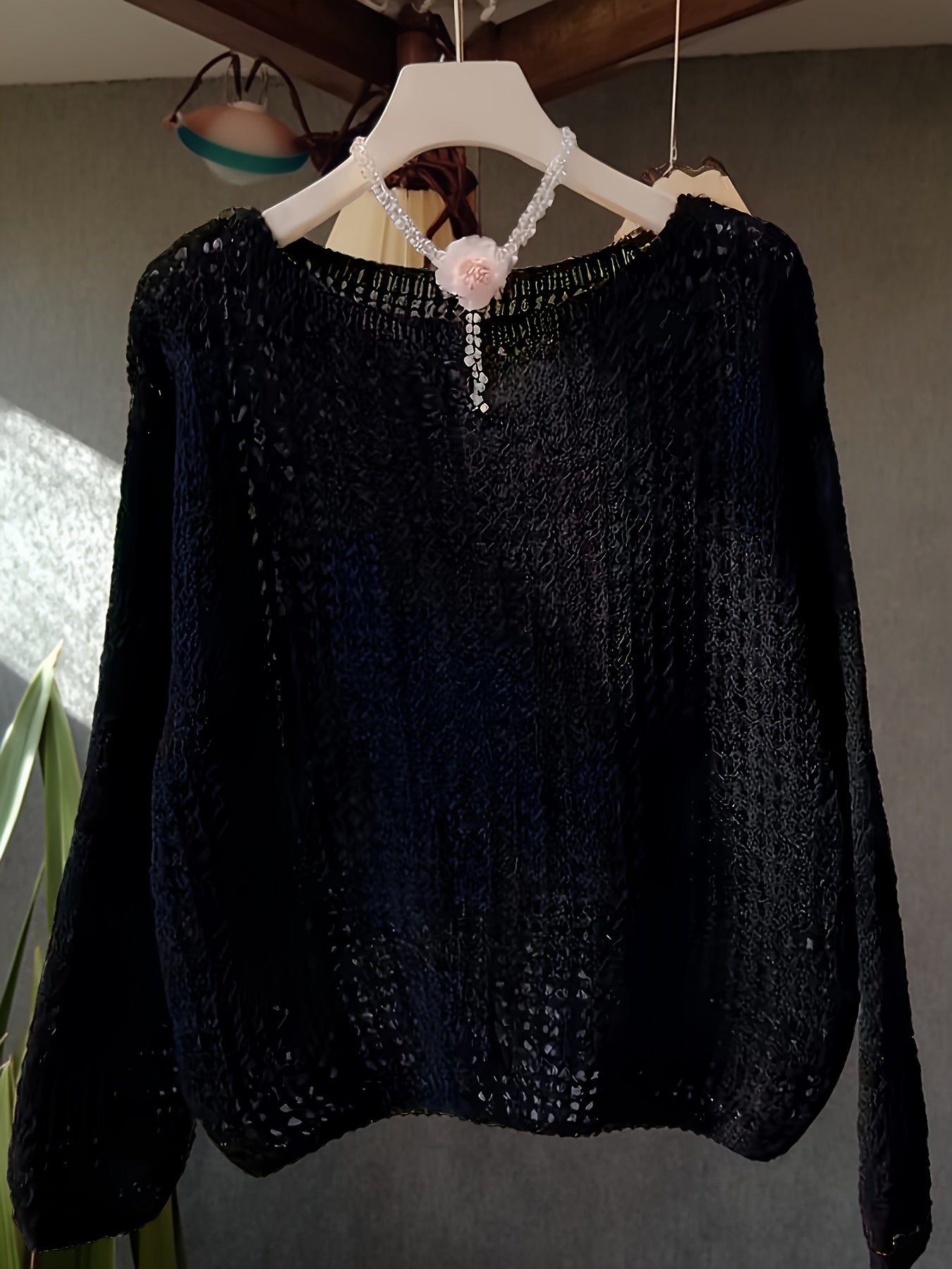 2026 Women'S Hollow Out Sweater Cardigan Long Sleeve Open Front Crochet Cover Up Lightweight Casual Layering Outerwear Soft Top For Spring Fall Winter Resort Wear