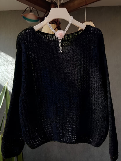 2026 Women'S Hollow Out Sweater Cardigan Long Sleeve Open Front Crochet Cover Up Lightweight Casual Layering Outerwear Soft Top For Spring Fall Winter Resort Wear