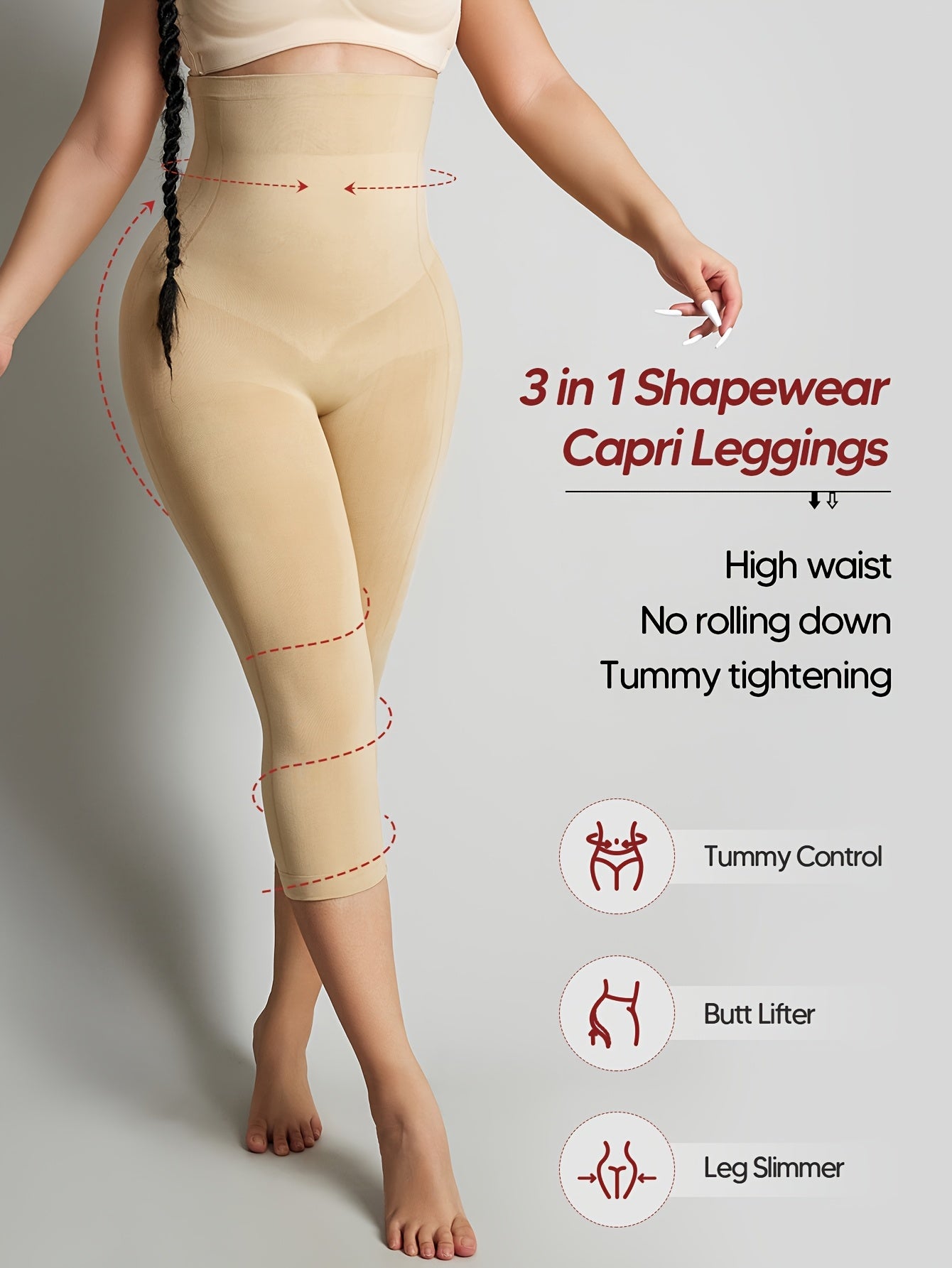 Solid High-Waisted Shaping Shorts Featuring an Anti-Slip Strip, Designed for Tummy Control And Butt Lifting. These Comfortable And Highly Elastic Shapewear Pieces Are Excellent for Abdominal And Hip Lifting