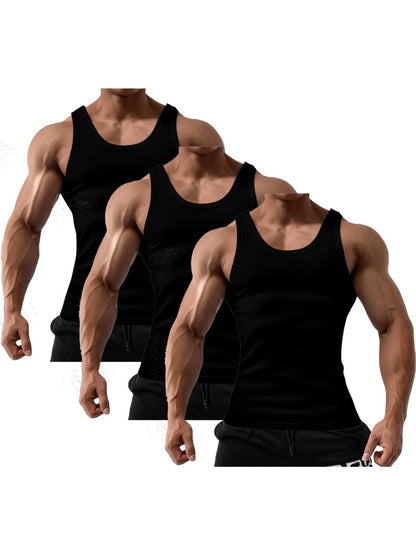 Men's Solid Color Tank Top - Classic Neck Sleeveless 463269