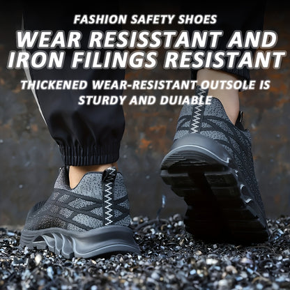 Rubber Sole Breathable Industrial Construction Protective Shoes Anti-smashing And Anti-piercing Steel Toe Shoes Men's Steel Toe Puncture Proof Anti-skid Work Steel Toe Anti-Puncture Breathable Lightweight Shoes Work Shoes