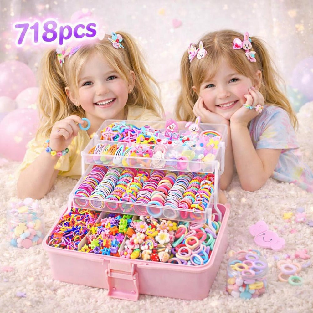 Girls' Hair Accessories Set 718-Piece - Bows and Clips