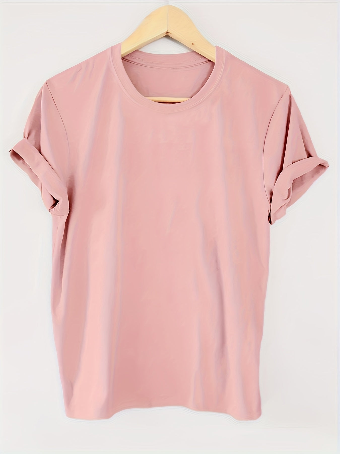 3pcs Pack Solid Color 100% T-Shirt, Summer And Spring Short Sleeve Crew Neck Casual Top, Women'S Clothing