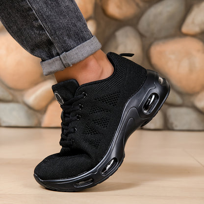 Men'S Air Cushioned Sports Shoes, Fashionable And Breathable Lace Up Running Shoes, Casual Outdoor Lightweight Walking Shoes