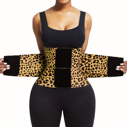 Leopard Print High Compression Back Support Waist Trainer Belt Gym Waist Cincher Trimmer Belt Tummy Control Body Shaper with Triple Wrap