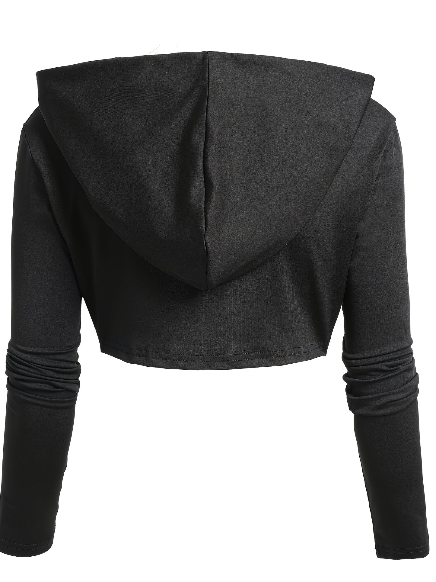 Rock Gothic Metal Piece Decorated V-Neck Vest Dress with Hooded Long Sleeve Top Two-Piece Set, Unique Gothic Style Detachable Chain Vest Skirt and Curved Hem Caped Long Sleeve Shirt, Versatile Separates Women's Outfit for Party and Casual Wear