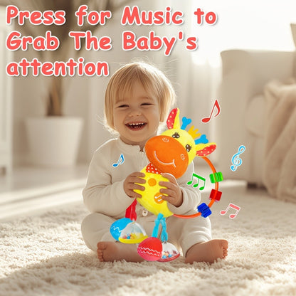Deer Baby Plush Rattle Toy - Crinkle paper, rattle and squeak sensory play
