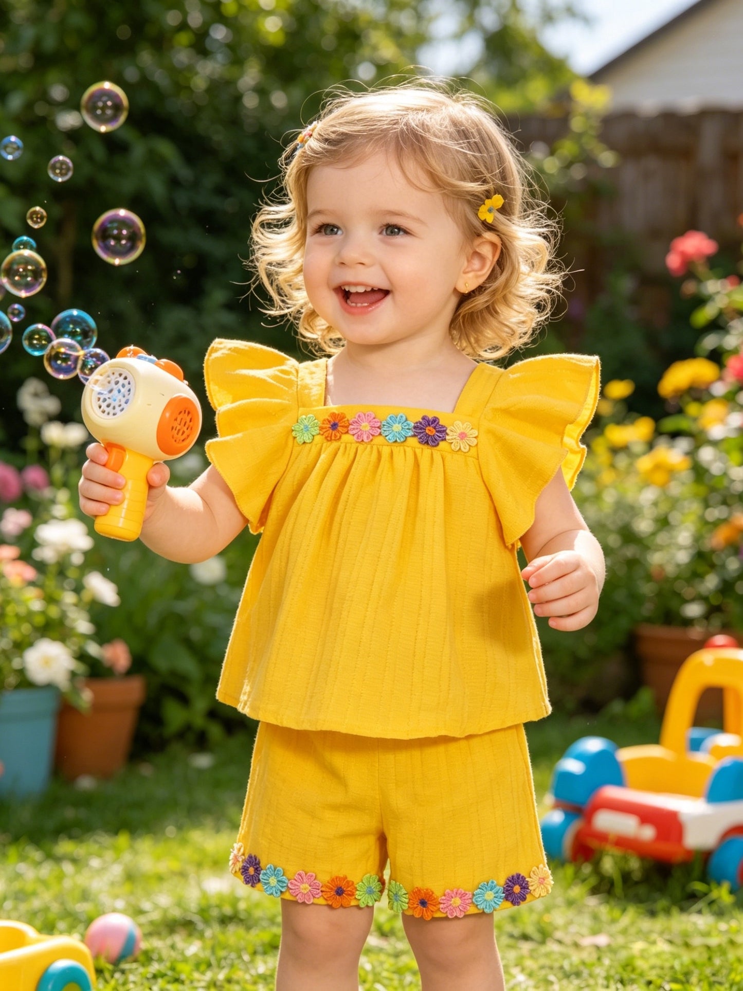 Baby Orange Knit Floral Shorts - product view 10