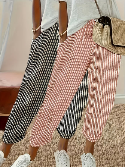 Two-Pack - Color Striped Casual Nine-Pants