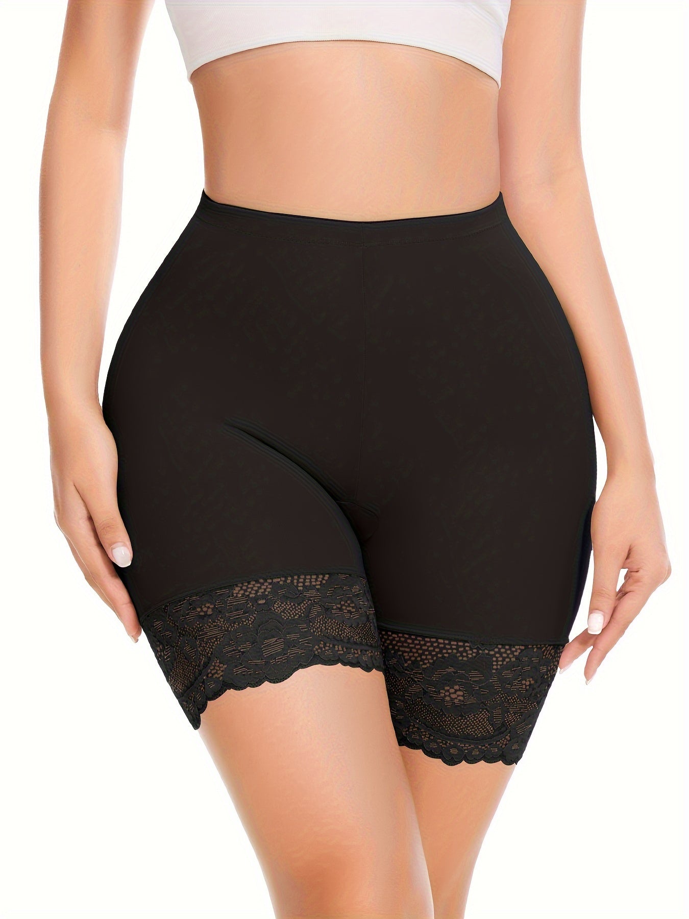 JUQDNX Seamless Lace Boyshort Panties - Tummy Control & Butt Lifting, Anti-Chafing Compression Slimmer Underwear for Women, Breathable / Blend, Ideal for Dresses & Shorts, Tummy Control Underwear