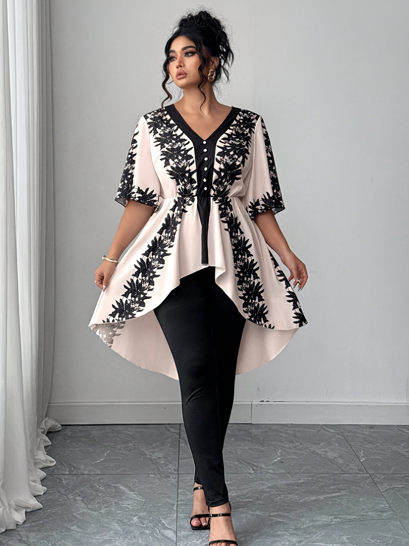 Women's White Polyester Printed V-Neck Dress - product view 17