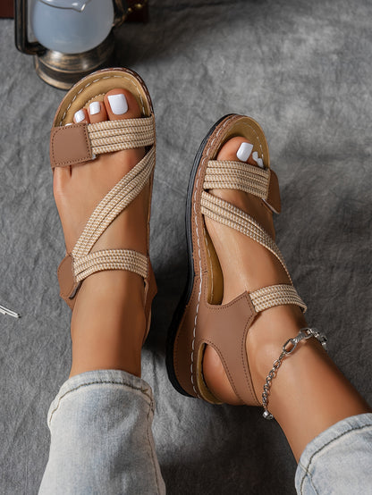 Women'S Platform Wedge Sandals, Fisherman'S Shoes, Featuring a Peep-Toe Design With, Solid Color Comfortable Low-Heeled Strap Sandals, Perfect for Everyday Commuting., Women Shoes