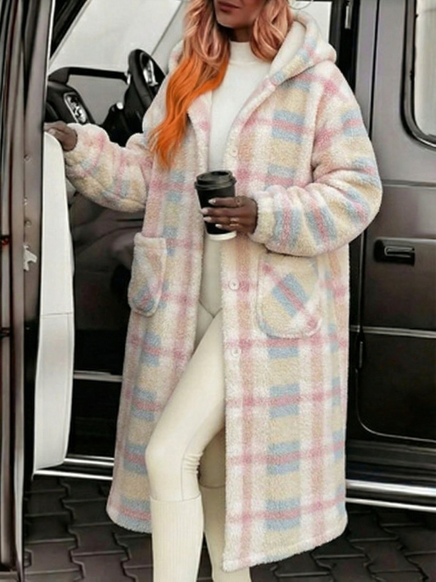 Grey Powder Blue Rice Home Coat Ladies Black Five Exclusive Warm Thick And Velvet Long Cute Sweet Home Colorful Plaid Home Pajamas Christmas Coat.