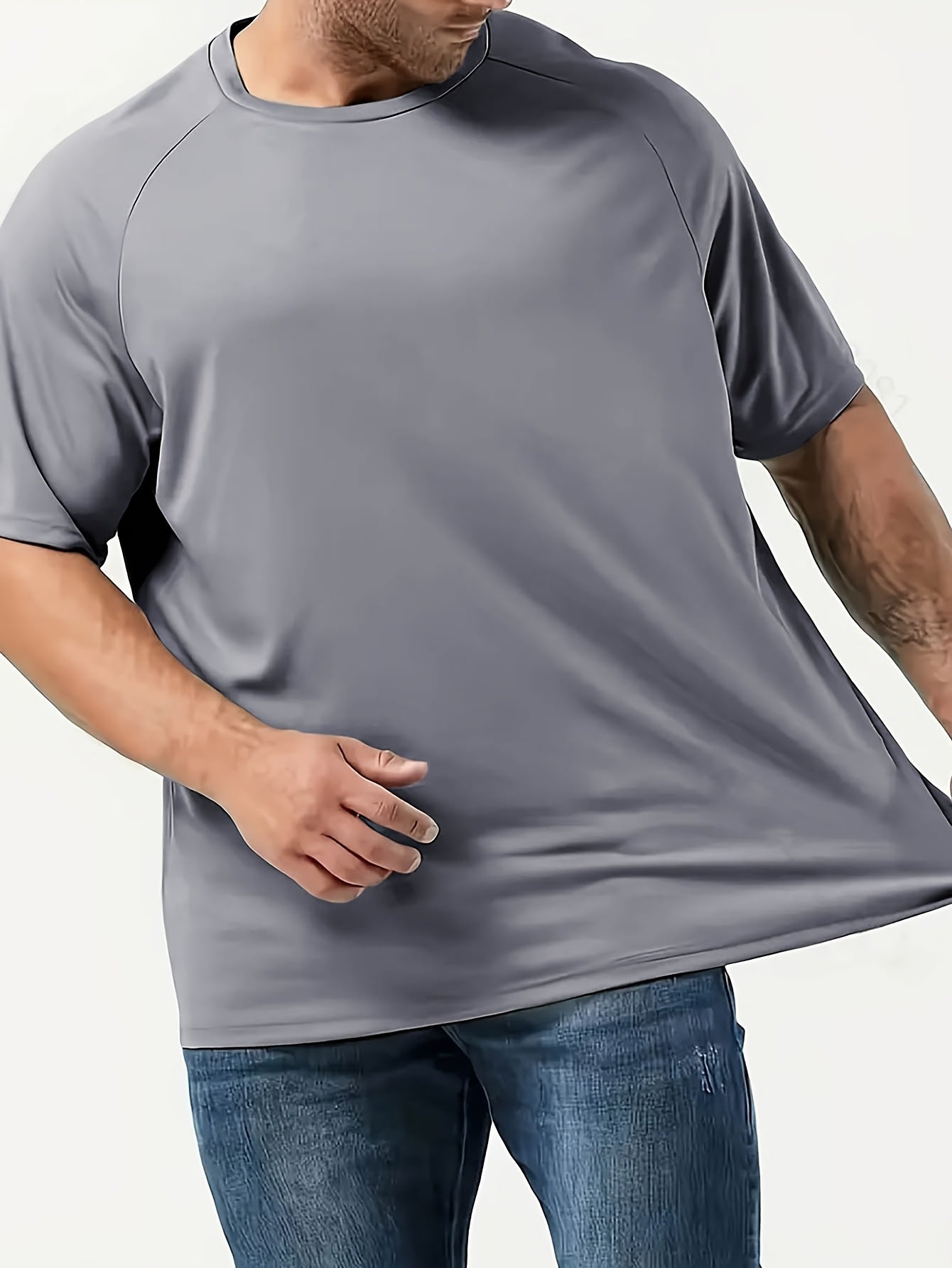 5pcs Oversized Men'S SOLID Short Sleeved for Sports T-Shirt, Casual And Fashionable T-Shirt, Suitable for All Seasons, Breathable And Quick Drying T-Shirt, Summer Clothing T-Shirt, Suitable for Sports, Fitness, Running, Basketball, Mountaineering