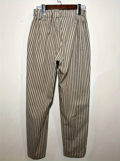 Women's High-Waisted Casual Wide Leg Pants - Lightweight Polyester, Machine Washable, All-Season Comfort with Side Stripe Detailing, 3/4 Length Relaxed Fit for Casual Attire, Comfy Pants, Versatile Wardrobe Staple, Stylish Stripe Detailing, Durable Constr