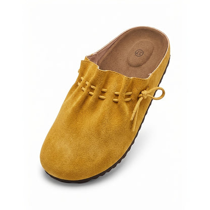 2026 New Arrival Yellow Mules Slip On Shoes - Soft Ruched Upper with Adjustable Drawstring Tie Comfortable Slip-On All Day Comfort Wear Perfect Everyday Casual Summer Vacation - Fast Local Warehouse Shipping, Women Shoes