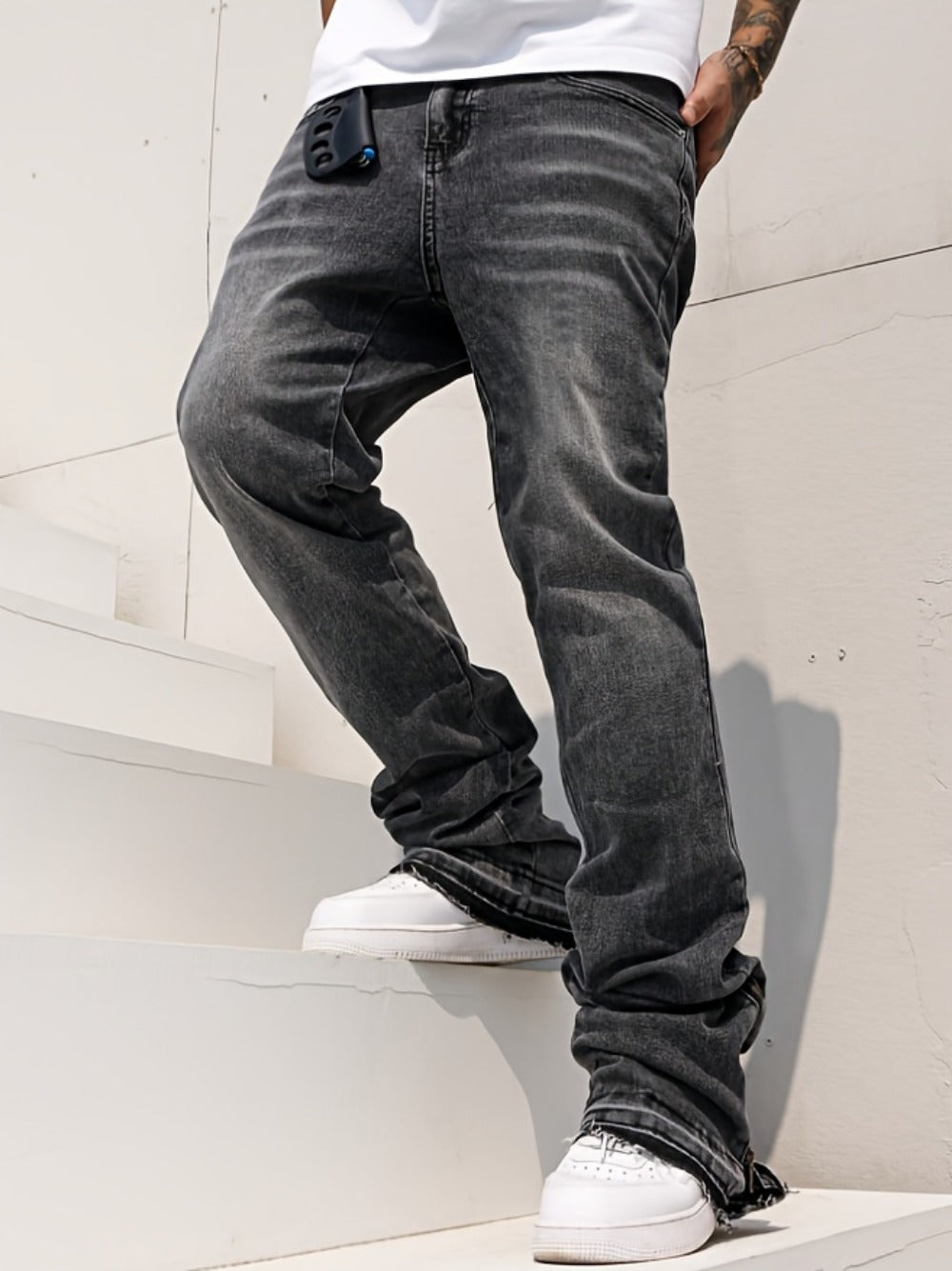 Men's Slim Fit Jeans - Black Denim Clean Finish