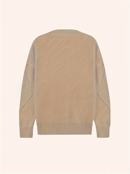 [Cozy Cable Cardigan] Plus Size - Cozy Plus Size Cable Cardigan - Soft Long Sleeve Open Front Layer for Comfortable Everyday Wear
