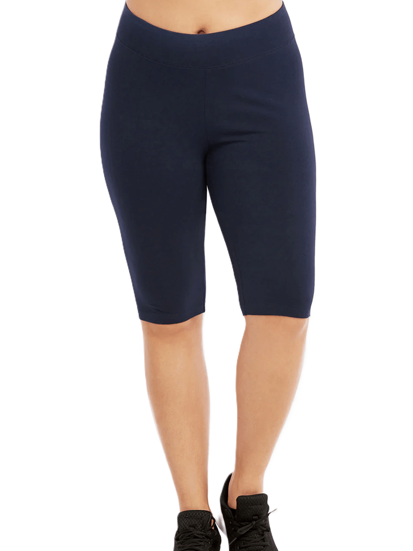 LADIES PLUS SIZE COTTON LEGGING SHORTS 21 INCH OUTSEAM, KNEE LENGTH