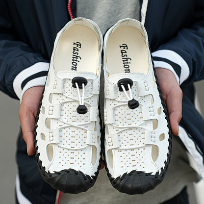 Men'S Summer Beach Shoes Made of Cowhide, Featuring Non-Slip Soles And a Breathable Design for Outdoor Casual Wear