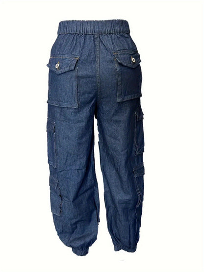 [Stretch Skinny Cargo Jeans] Stretch Skinny High Waist Cargo Jeans for Women | Multiple Utility Pockets, Non-See-Through Fabric, Machine Washable | Everyday & Formal Outfits