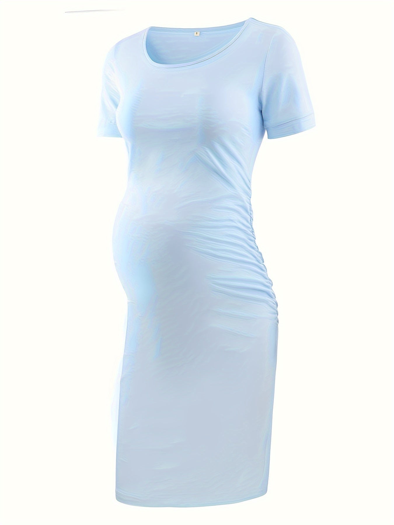 Women's Maternity Bodycon Ruched Side Dress Casual Short Sleeve Dress for Daily Wearing Or Baby Shower