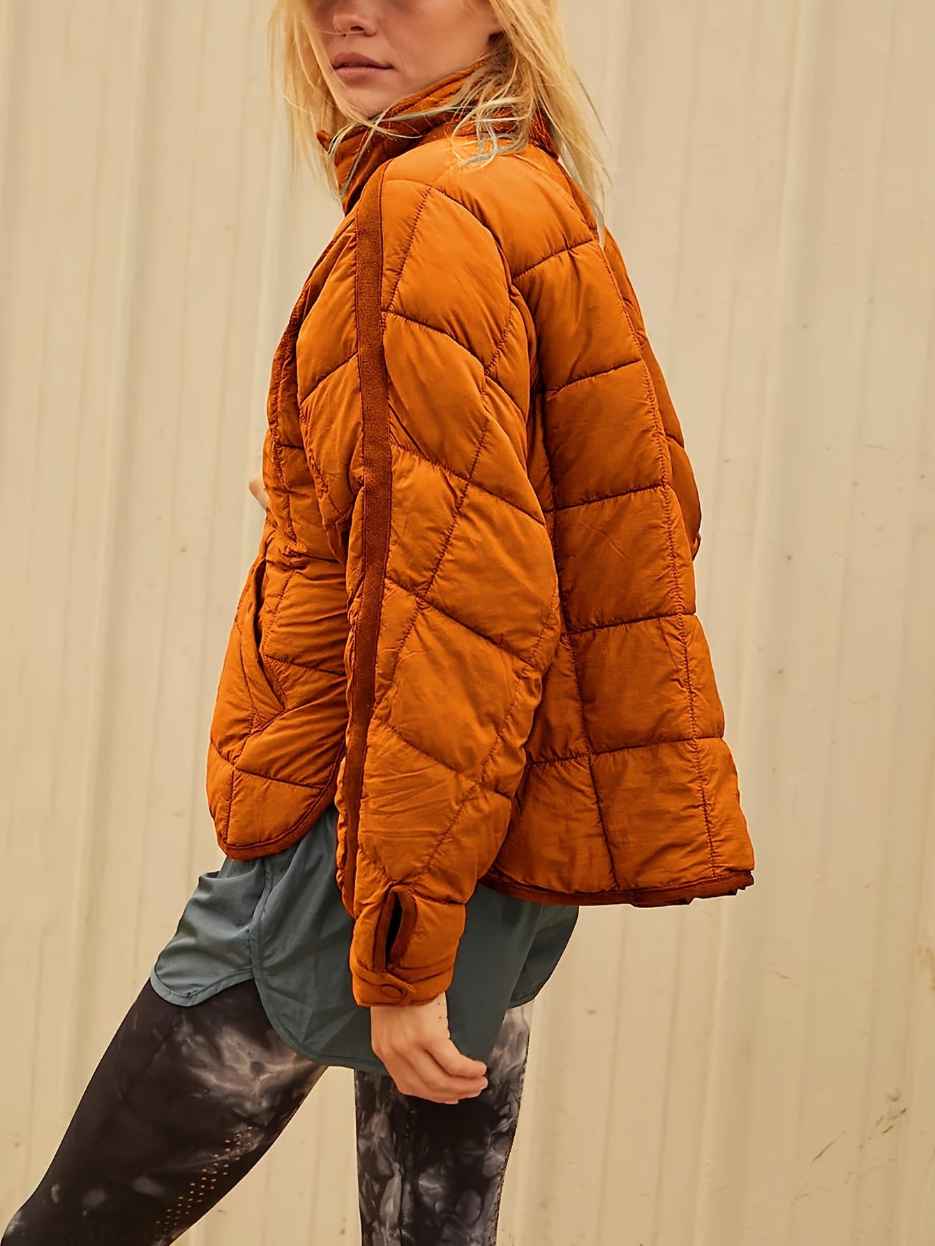 Buoniyk Women's Oversized Splice Quilted Lightweight Puffer Jacket Casual Padded Coat