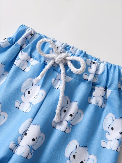 KuKitty Newborn Baby Boy Clothes Infant Boys Long Sleeve Cartoon Print Romper Pants Hat 3pcs Outfits Set
