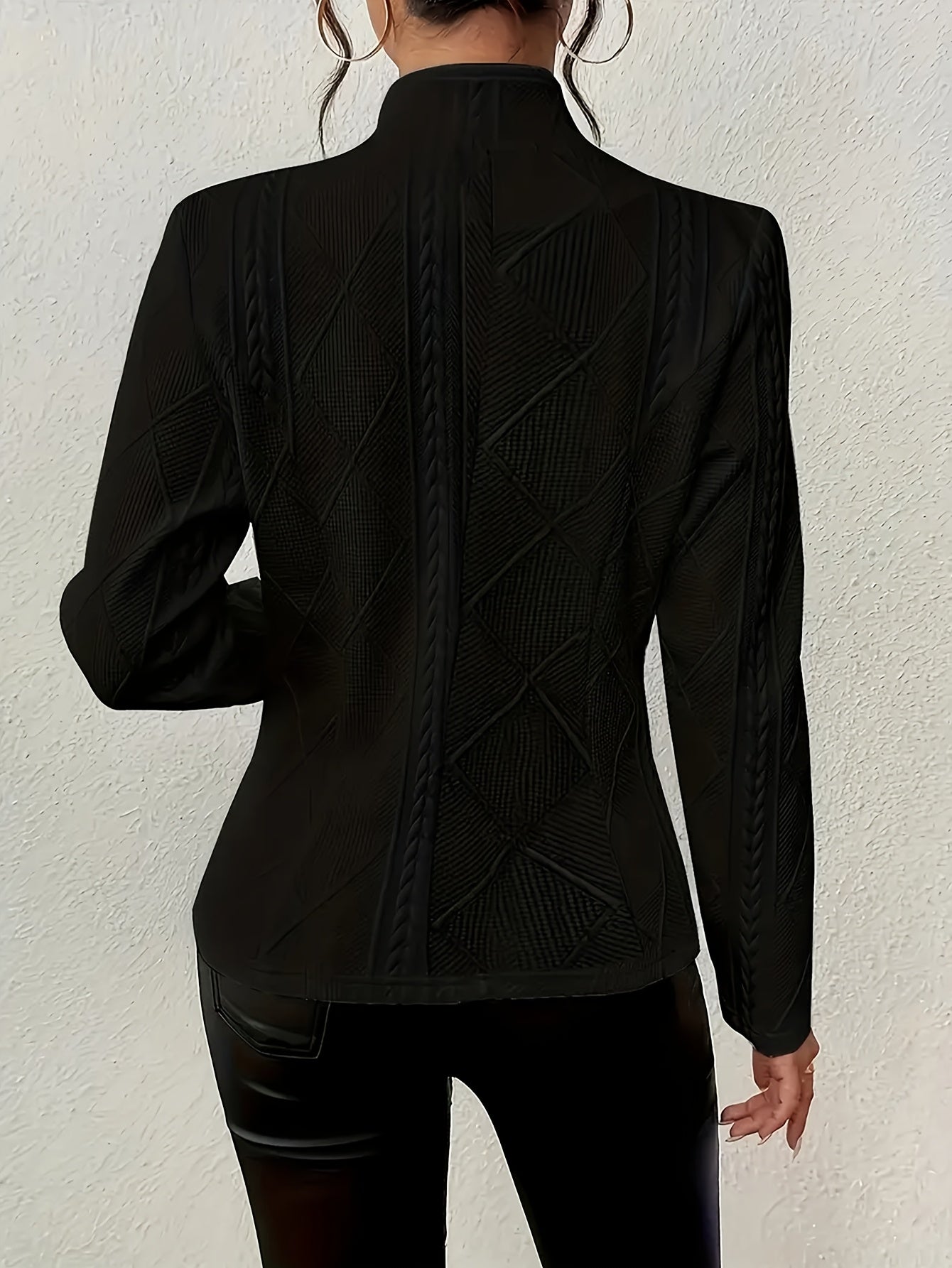 Thin And Breathable Blazer Jacket, 2026 Casual Fashion Blazers For Women, Long Sleeve Button-up Stand Collar Textured Business Casual Suit Jacket, Jackets For Women, Womens Jackets