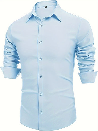 Men's Solid Slim Fit Long Sleeve Dress Shirt - Wrinkle Resistant