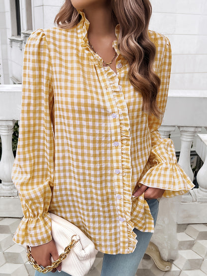 Women's Fall-Winter 2024 Professional Business Temperament Top French Contrast Button- Shirt