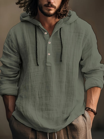 Men's Spring And Autumn Cotton And Shirt with Hooded Sweatshirt Long Sleeve Casual And Comfortable Daily Wear, PLUS SIZE