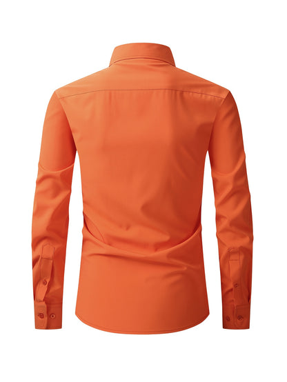 Men's Regular Fit Casual Button Shirts Long Sleeve Stretch Breathable Wrinkle Resistant Solid Work Weekend Wear
