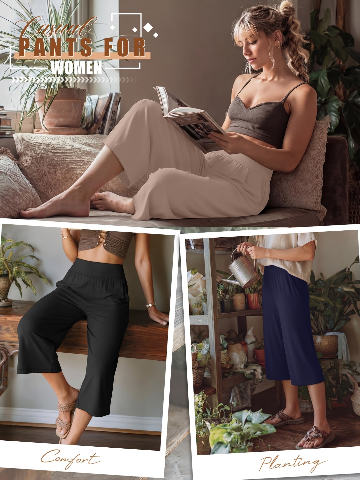 3 Pack Capri Pants For Women Loose Lounge Cropped Sweatpants Joggers Yoga Capri With Pockets