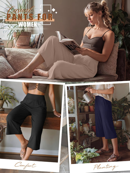 3 Pack Capri Pants For Women Loose Lounge Cropped Sweatpants Joggers Yoga Capri With Pockets